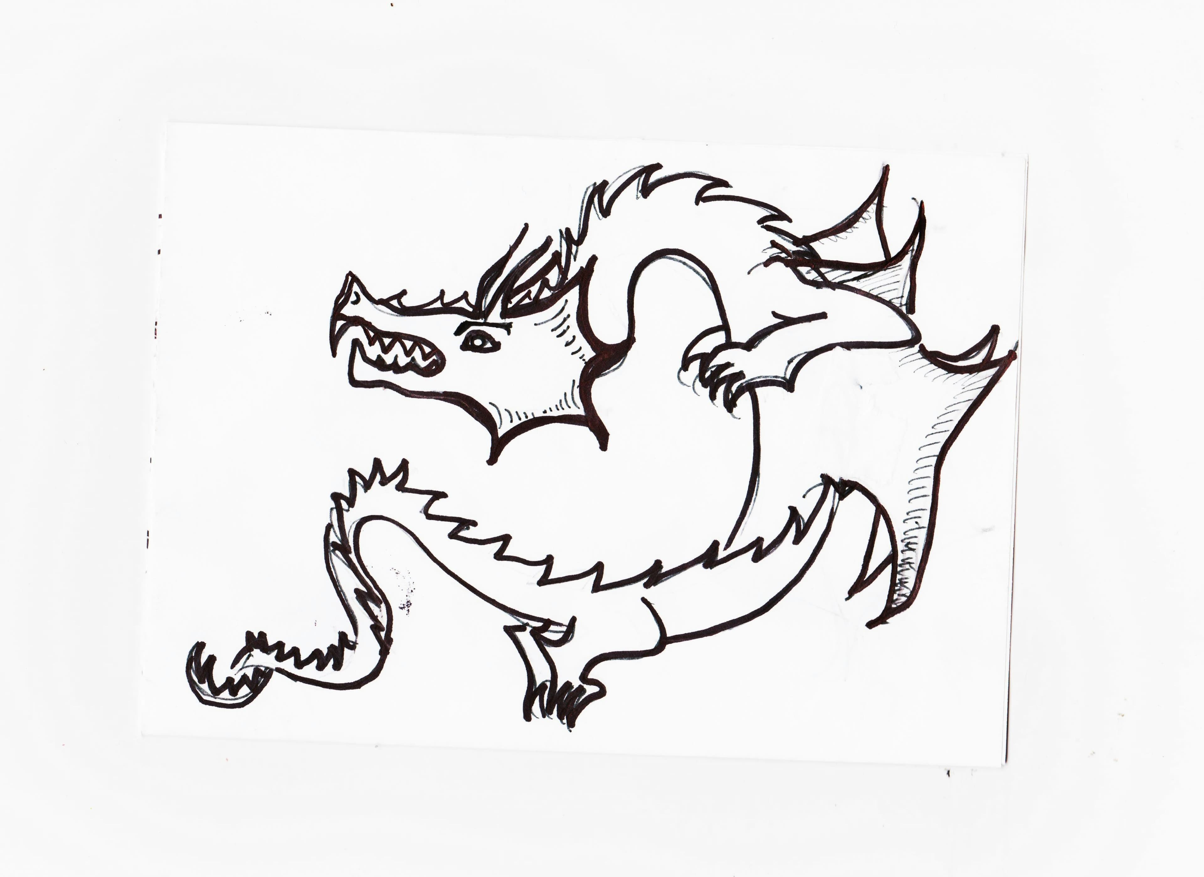 Boceto de diseño flash de un dragón